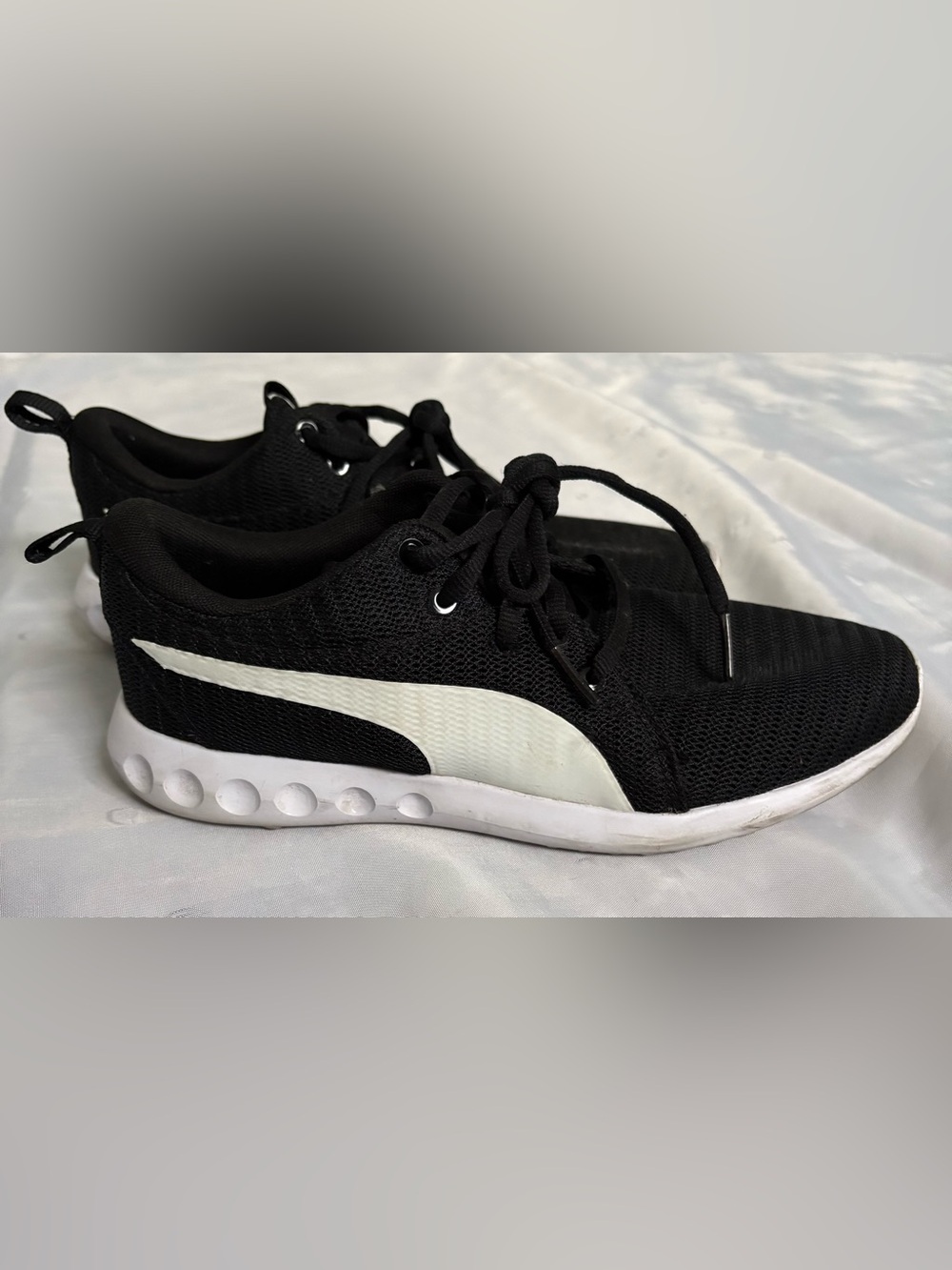 Puma Black Knit Sneakers with White Formstrip